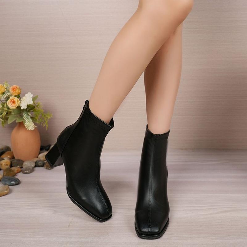 Женские ботильоны на высоком каблуке, кожаные туфли, зимняя новая модная обувь для вечеринок, женская обувь 2024 года, туфли-лодочки, женские готические туфли
