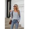 Spring and Autumn Women's Blouse Round Neck Button Loose Long Sleeve Striped Top