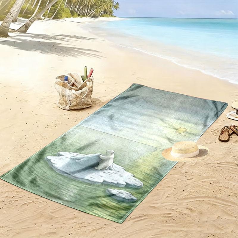 Little Polar Bear Beach Towel, Large Soft Quick Dry Towel for Beach Camping Swimming