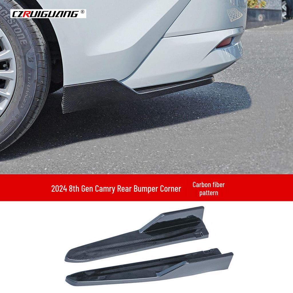 Обвес для Camry 9-го поколения 2024 года: Задние углы, Боковые юбки, Задний спойлер, Передний сплиттер, Диффузор, Верхний спойлер.
