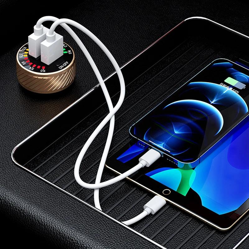 12 24V Dual USB Car Charger QC 3.0 Waterproof 18W Fast Charging Marquee Light LED Voltmeter ON OFF Switch Car-charger Adapter