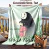 Custom Text Flannel Throw Blanket, Lightweight Cozy Bed Sofa BlanketSpirited Away