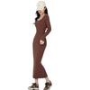 Temperament elegant style knitted dress autumn and winter U-neck long-sleeved slim-fitting long knee-bottom sweater skirt women