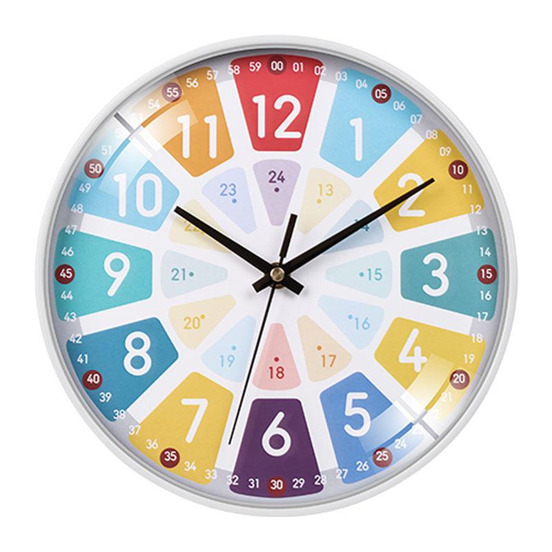 Children's room early education creative clock No punching, fresh cartoon silent clock, students learn to hang wall household wall clock