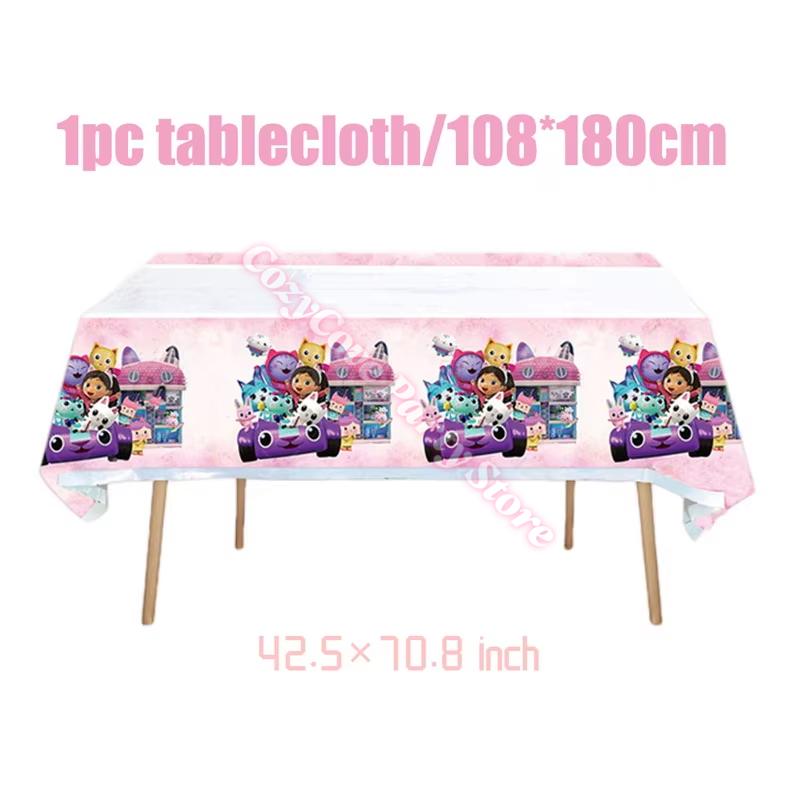 Gabby Dollhouse Birthday Party Decoration Gabby Tableware Bracelets Stikers Cake Topper Balloons For Kids Party Gift Photo Booth