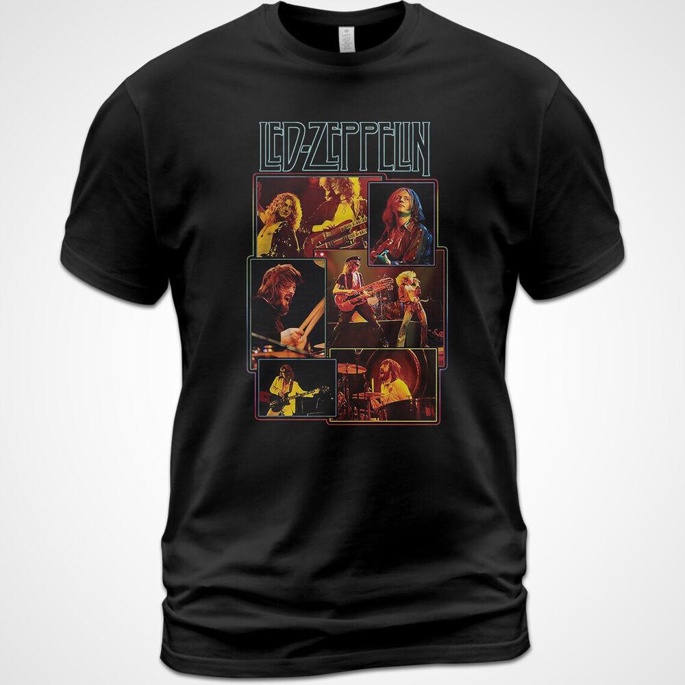 Хлопковая футболка Футболка Led Zeppelin Тур Музыка Джимми Пейдж Роберт Плант Live Футболка Унисекс
