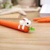 Cartoon Style White Rabbit Eating Radish Shaped Signature Pen