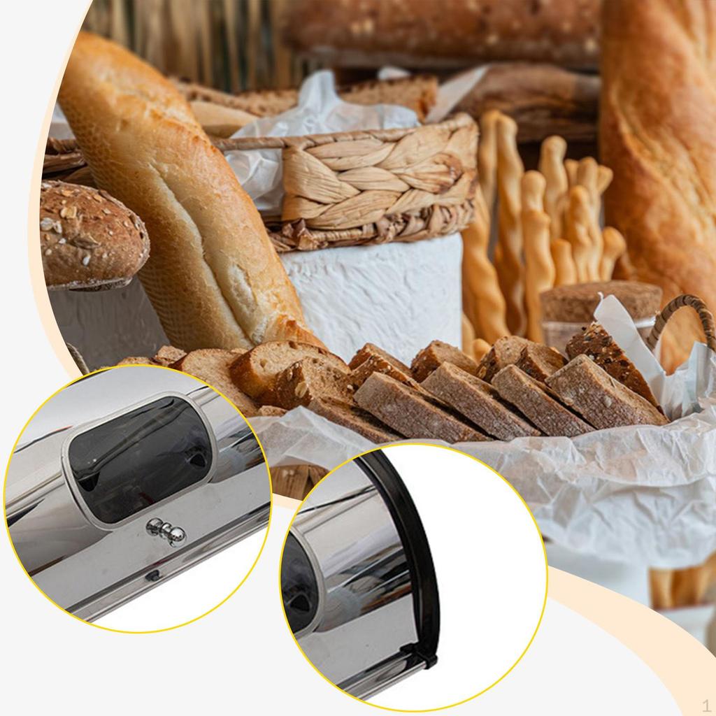 Bread Bin with Roll Lid Box Kitchen Counter Breads Storage for Farmhouse