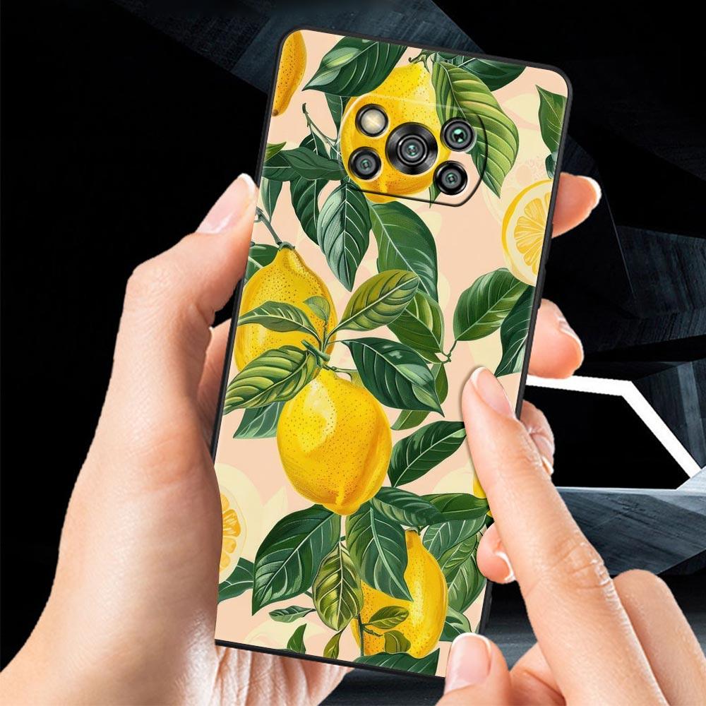 Летний чехол для телефона с принтом лимона и свежих фруктов для Xiaomi Poco F7 F6 F5 F4 F3 X6 X5 X4 X3 NFC F7 Ultra M4 C51 C55 GT Мягкая крышка из ТПУ