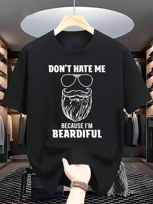 Мужская футболка DON'T HATE ME с бородой | Юмористический и уникальный стиль