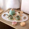 Wooden Tea Set Toys Pretend Play Kitchen Accessories for Kids Food Afternoon Tea Role Play Game for Toddlers Girls Boys Gifts