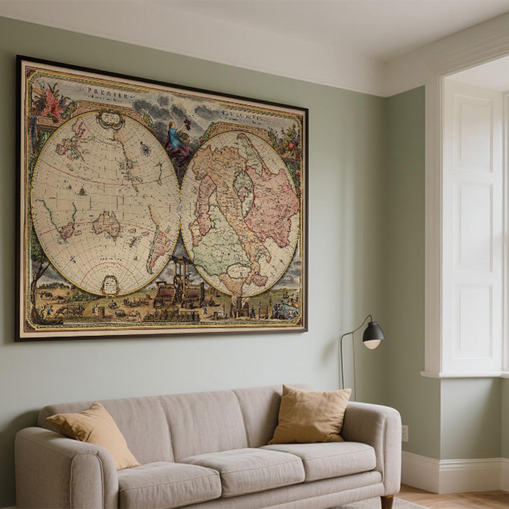 Нетканый/холст Ретро Карта Тема Серии Фон Ткань Настенный Художественный Плакат Декор Без Рамки