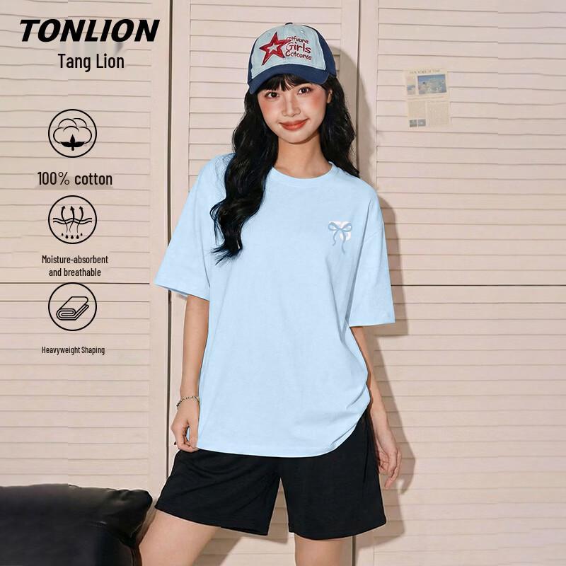 Женская хлопковая футболка с коротким рукавом TonLion