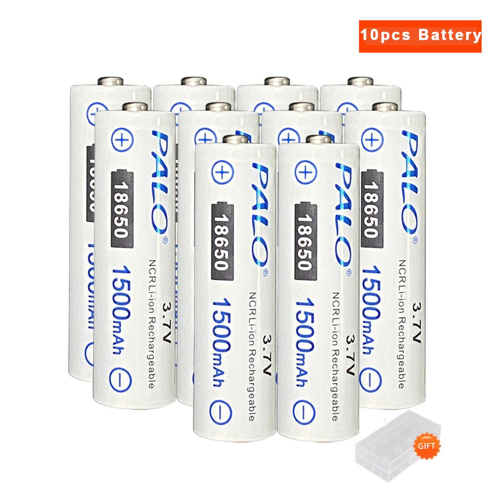 PALO 4-12 шт. 3,7 В 1500 мАч 18650 литий-ионный аккумулятор 18650 литиевая аккумуляторная батарея с заостренной головкой для фонарика