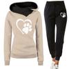 Осенне-зимний женский костюм для отдыха из флиса с принтом Love в Европе и США больших размеров