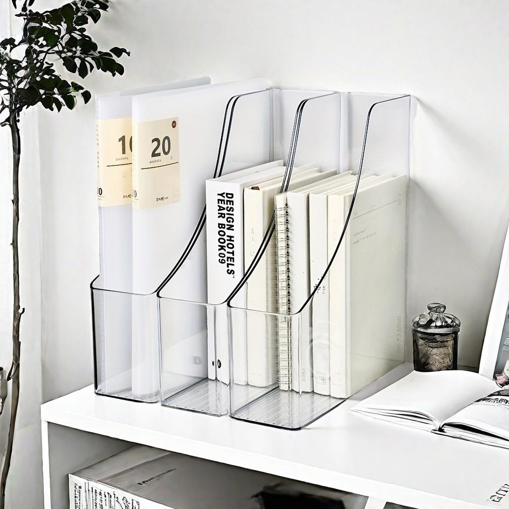 3 шт. Прозрачный пластиковый держатель для журналов и документов в винтажном стиле - идеально подходит для стола, полки, дома или офиса