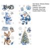 Blue Gold Christmas Decor 4Pcs Static Window Clings, Santa Snowman Reindeer Penguin Cute Cartoon Stickers Stickers, Reusable Double Sided Xmas Holiday