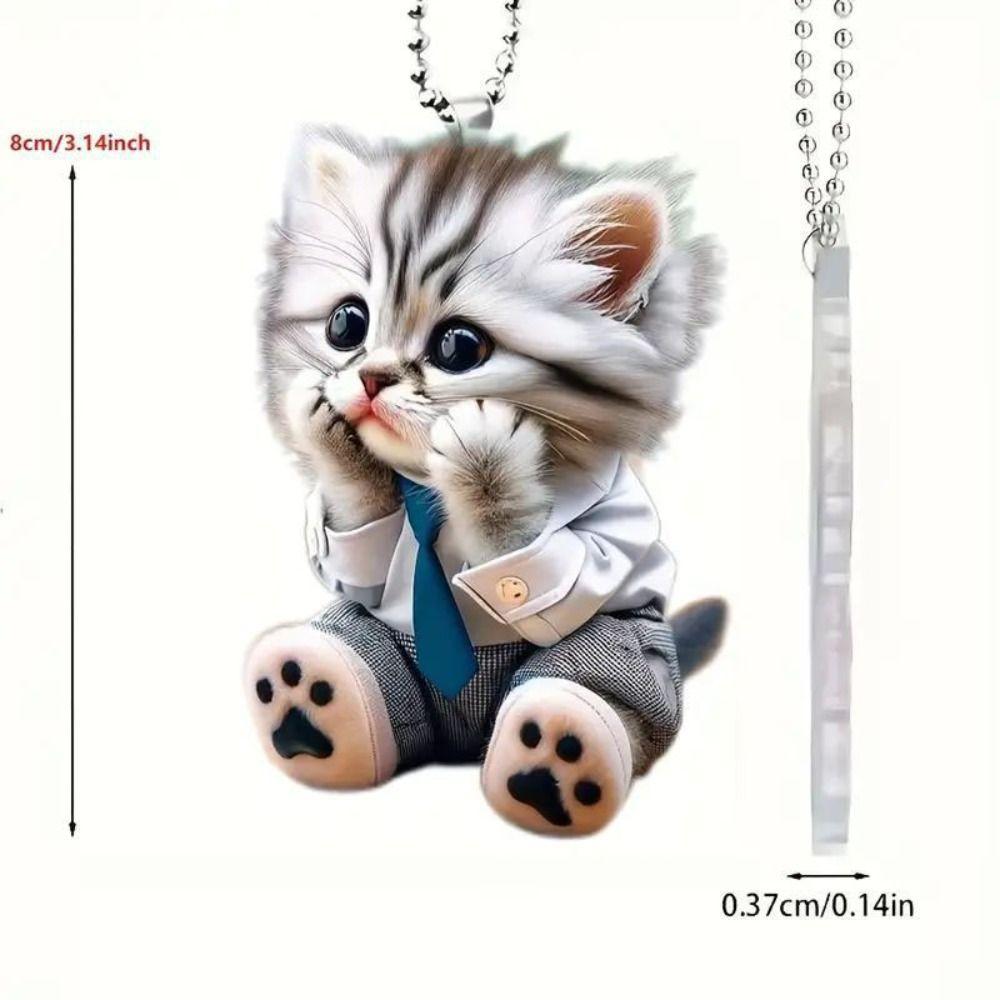 Acrylic Automotive Hanging Ornament Cat Car Interior Decoration Cute Car Mirror Pendant Gifts