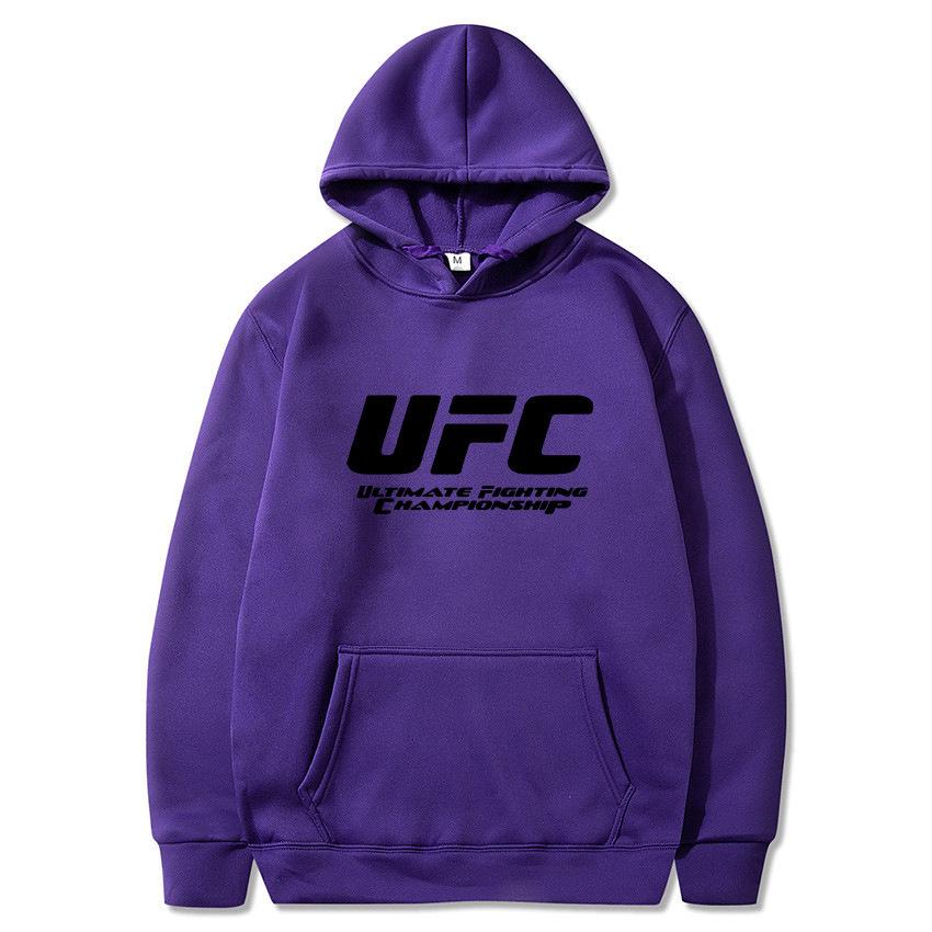 Худи UFC европейского размера для мужчин и женщин - Повседневное худи Осень/Зима с плюшевой подкладкой и принтом