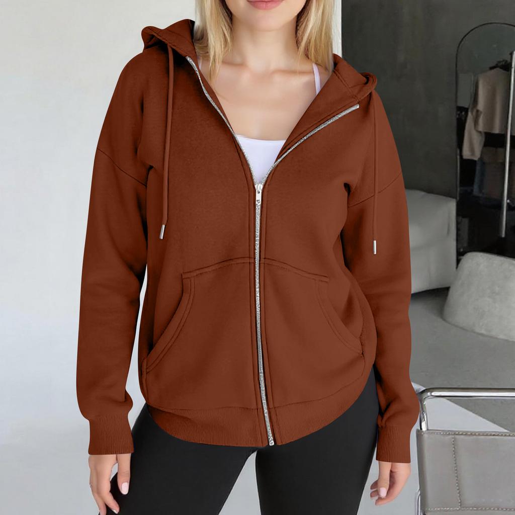 Womens Zip Up Hoodies Oversized Sweatshirts Fall Fashion Outfits Casual Jackets