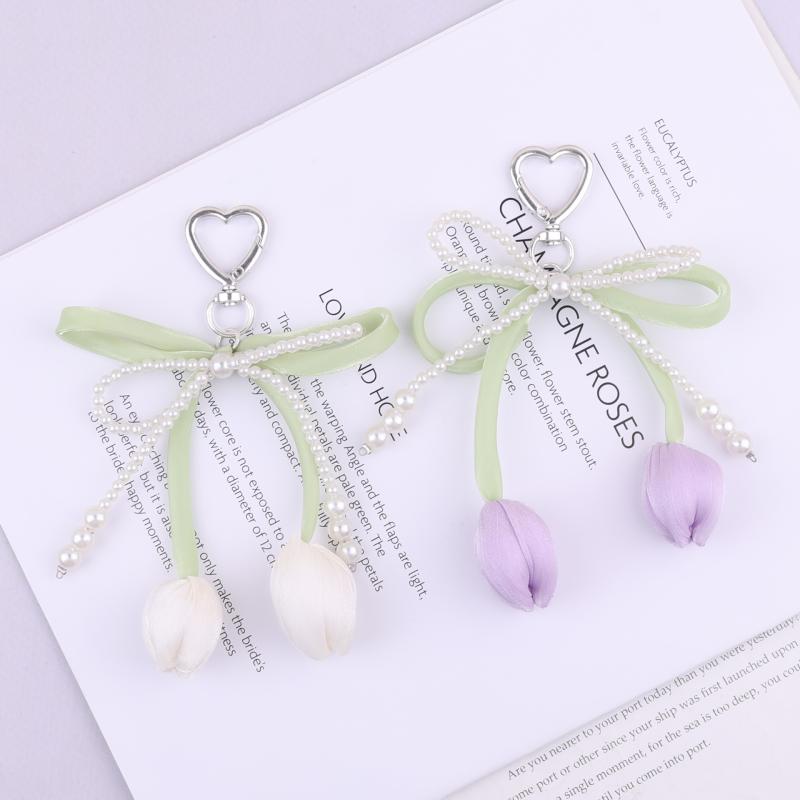 Трендовый Универсальный Брелок с Бантом-Тюльпаном Милый Брелок-Подвеска с Бантом для Женщин Девочек Изысканные Аксессуары для Украшения Рюкзака Подарки