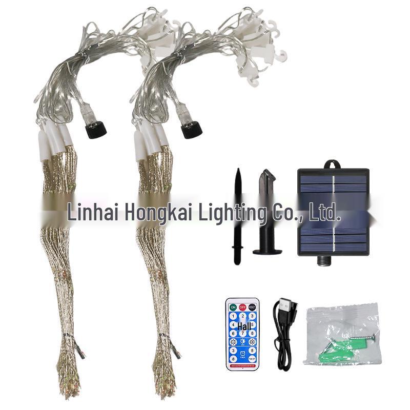 Outdoor Christmas Solar Firework LED Lights - Decorative Copper Wire Fairy String for Patio and Garden