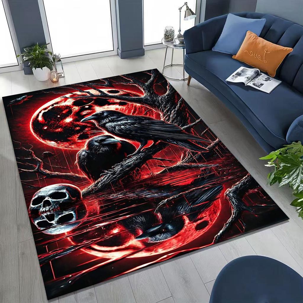 Viking Oding Raven Crow Huginn Muninn Norse Mythology Rug for Bedroom Living Room Sofa Home Doormat Decor,Kid Non-slip Floor Mat