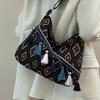 Spring and Summer New Style Ethnic Retro Large Capacity Women's Shoulder Bag Chinese Style Tassel Casual Crossbody Women's Bag