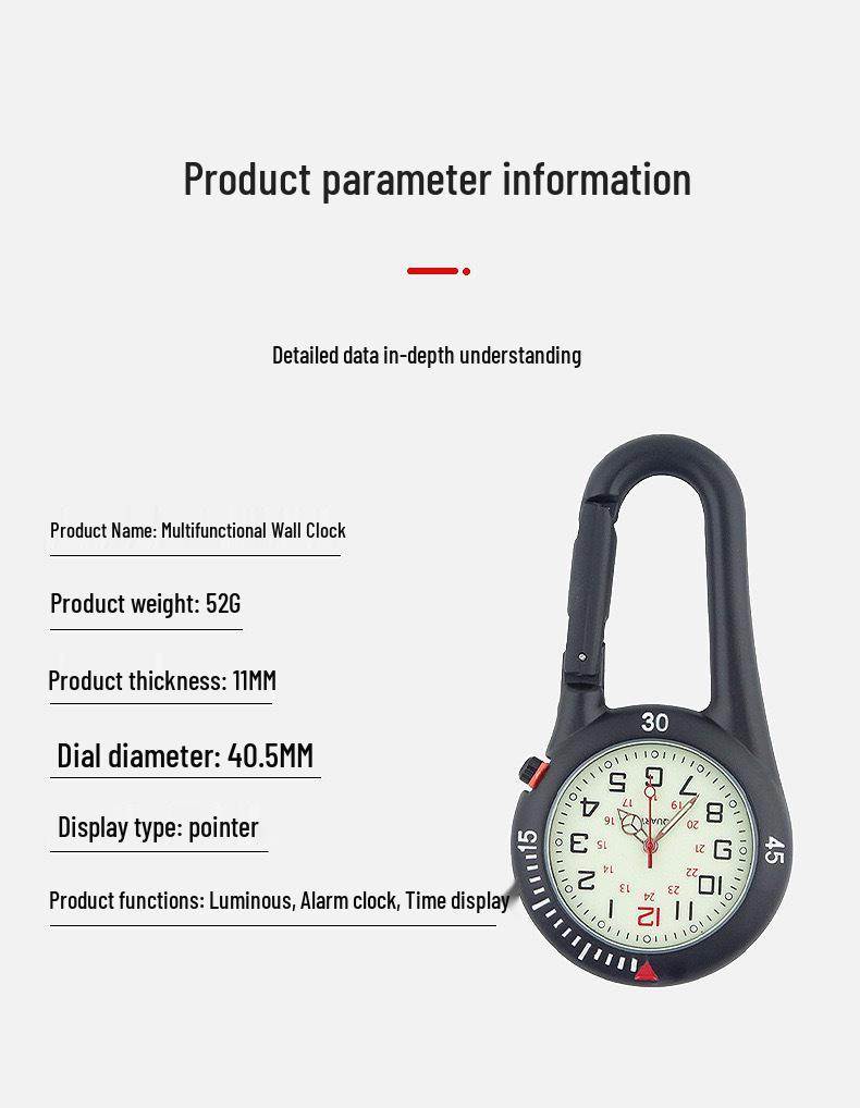 Светящиеся уличные часы-карабин: Удобные рюкзачные или карманные часы для пожилых людей и студентов