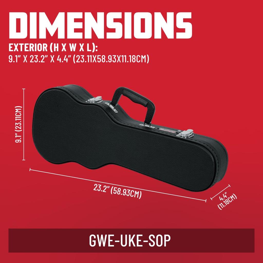GATOR Hard Case for Ukulele GWE Series Plywood Tolex Laminated Size Black GWE-UKE-SOP (Soprano Compatible) []