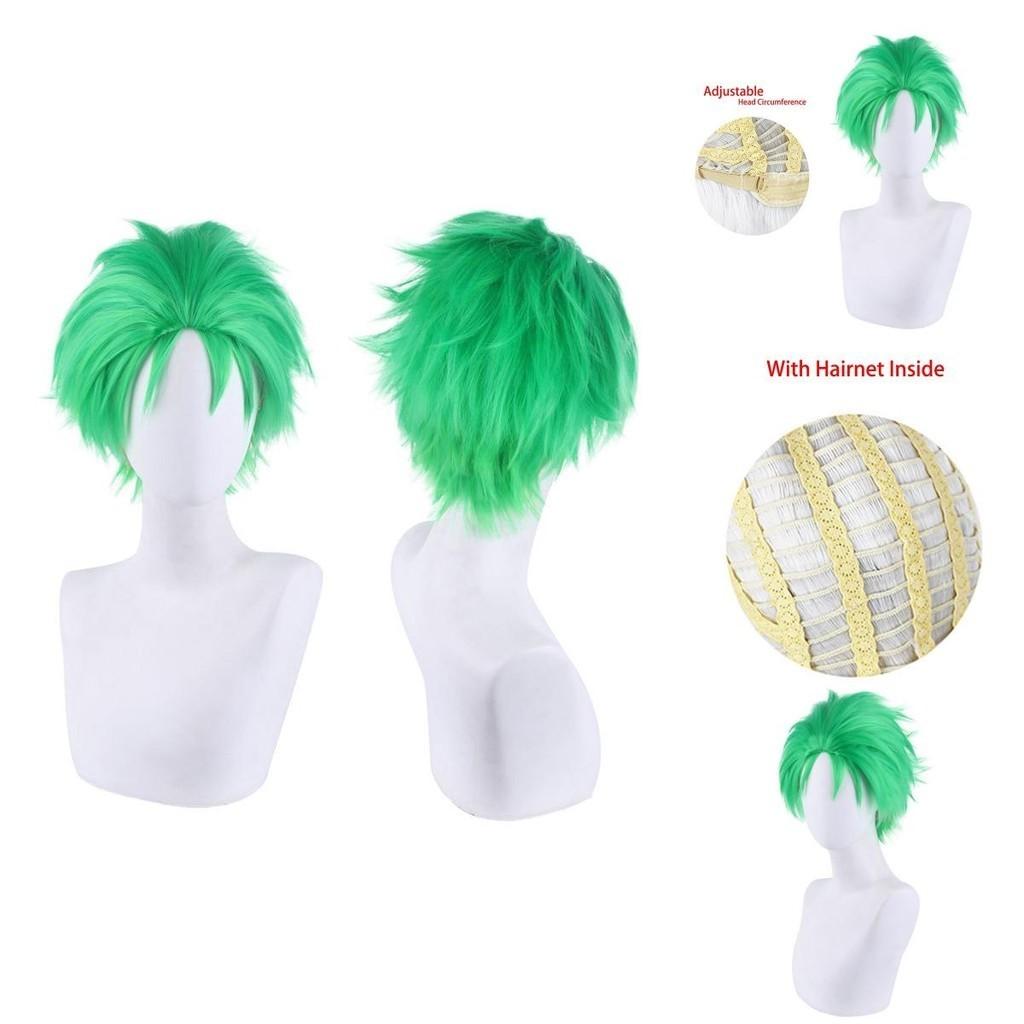 One Piece Roroya Zoro Cosplay Wig Premium Synthetic Silk Fiber Heat Resistant Halloween Costume Prop