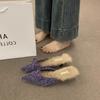 Французский темперамент плюшевые тапочки-мешки с заостренным носком, ленивые туфли-мюллеры с одной педалью, плюшевые туфли для женщин, которые носят на улице зимой