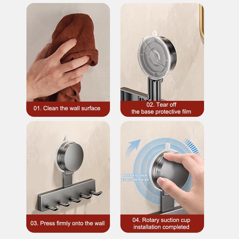 Крючки на присосках Настенная полка для хранения без сверления Для пальто, одежды и полотенец Экономия места Высокая грузоподъемность