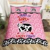 Top Milk Cow Duvet Cover King Queen Size Cute Cartoon Cows Bedding Set For Kids Farmhouse Rustic Animal Polyester Quilt Cover