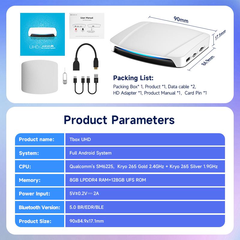 Carlinkit Tbox Uhd Sm6225 Android 13 8Gb 128Gb Hdmi Android 13.0 Wireless Ai Box Carplay Dongle Car Play Adapter for Netflix