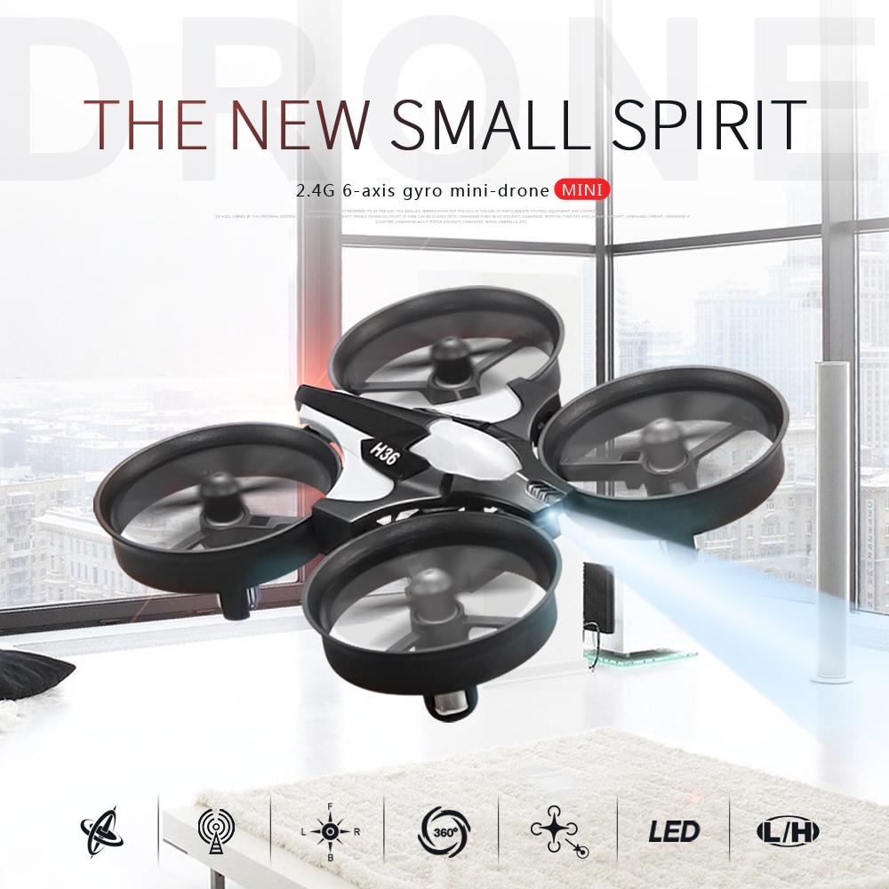 Genuin H36 Mini Drone with Light Remote Control Ship 3 Modes 2.4G Quadcopter 360° Flips and Rolls Helicopter UAV Rc Full-coverage Protective Ring
