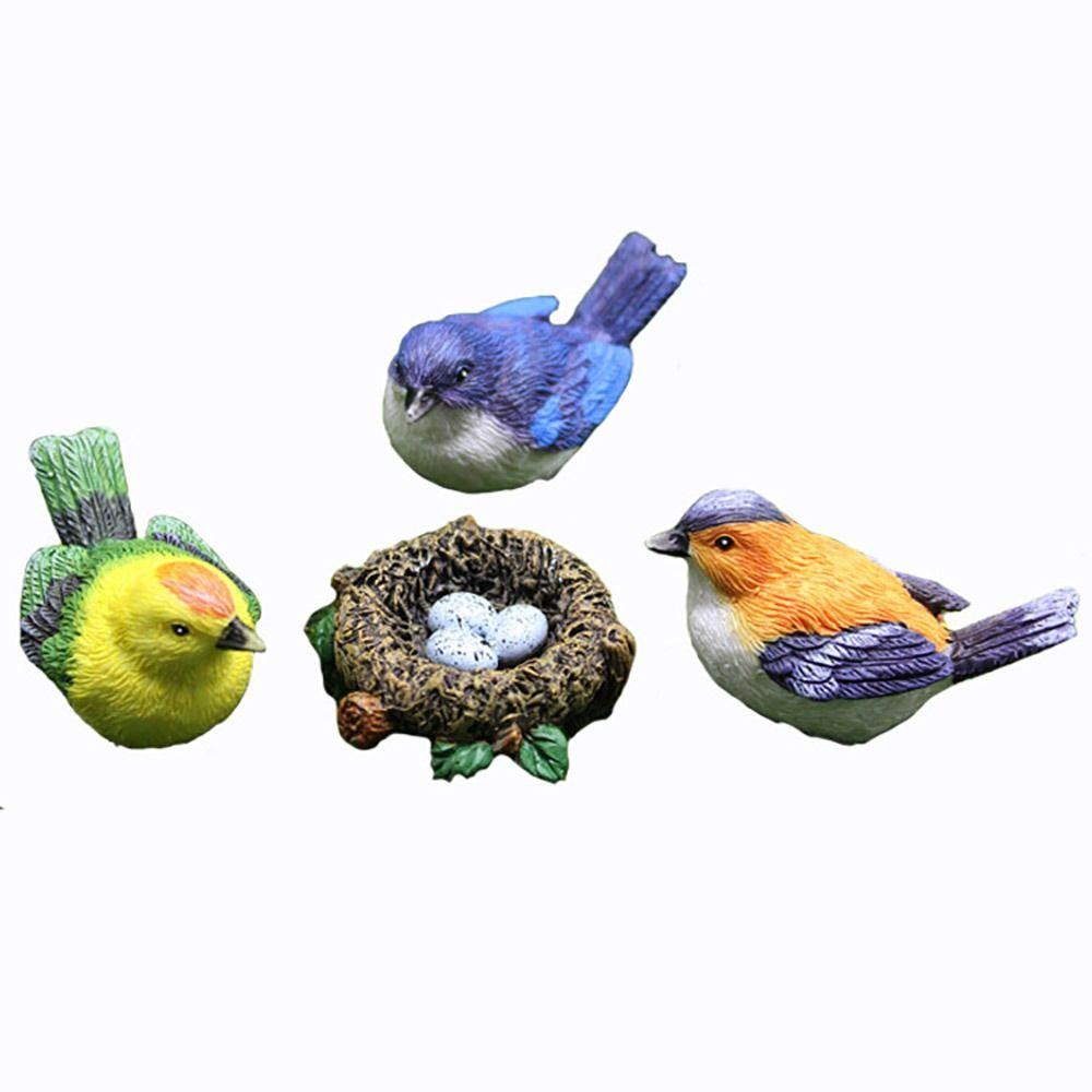 1 SET Multicolor Faux Birds' Nests Statue Mixed Sizes Simulation Sparrow Model Outdoor Indoor