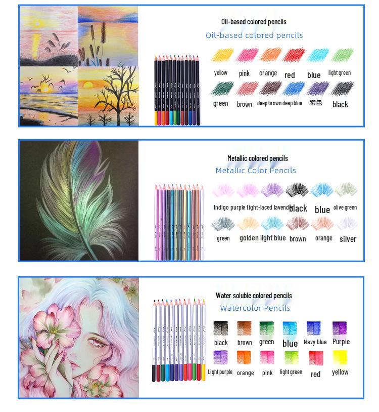 Набор для рисования и скетчинга из 76 предметов с водорастворимыми масляными цветными карандашами и сумкой для хранения