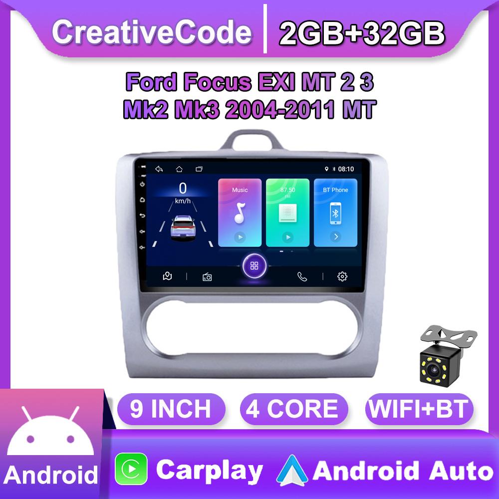 Беспроводная автомобильная стереосистема Carplay для Ford Focus Mk2 Mk3 2004-2011 Android Автомобильный мультимедийный видеоплеер GPS-навигация WIFI 2 + 32 ГБ