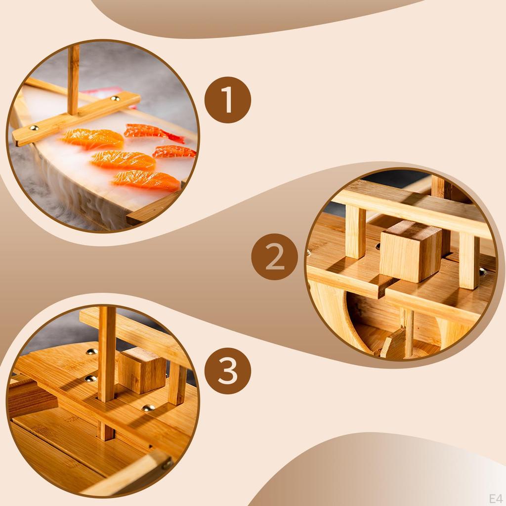 Wooden Sushi Boat Plate Multipurpose Simple To Clean Serving Board for Birthday Parties Home