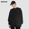 280G Oversized Sweatshirt Men Streetwear Vintage Wash Cotton Pullover Loose Fit Long Sleeve Round Neck Teens