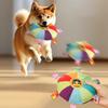 Flying Disc Soft Dog Toy Rainbow Plush Flying Saucer Pet Toss Toy with Bell Interactive Outdoor Training Puppy Chew Toy for Small Medium Large Dogs
