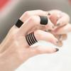Trendy Finger Open Band Above Stack Ring Set Knuckle Ring Black Midi