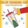 Рождественский стакан Yousheng, 710 мл, волшебный цвет, меняющий пылезащитную крышку с соломинкой, пищевая мультяшная чашка для кофейных напитков