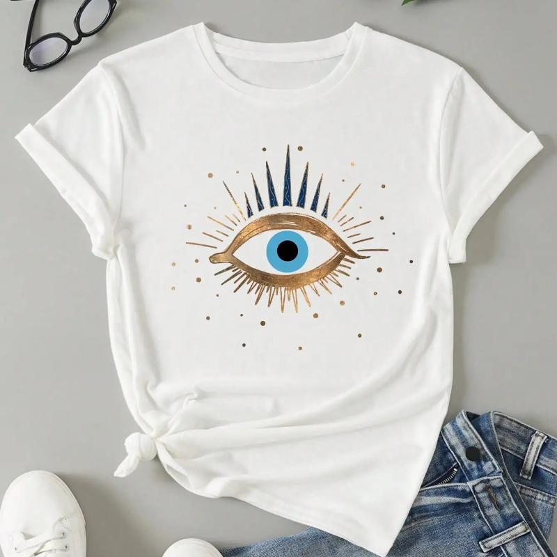 Eye Print Short Sleeve Unisex Classic T Shirt Tops Summer Casual Fashion