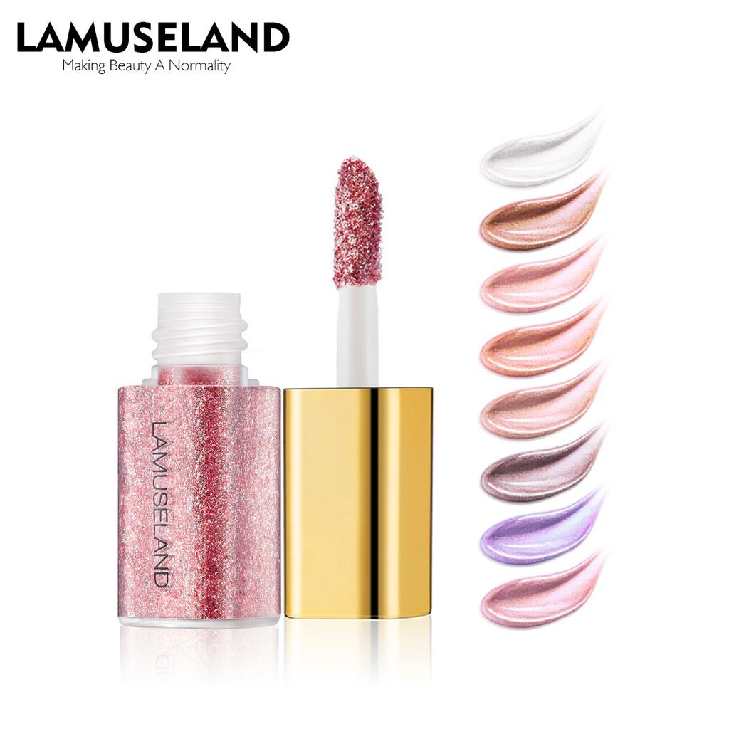 LAMUSELAND Дорожный набор Samll, размер 8 цветов/набор, блестящие жидкие тени для век, красивые блестящие водостойкие стойкие тени для век, макияж глаз