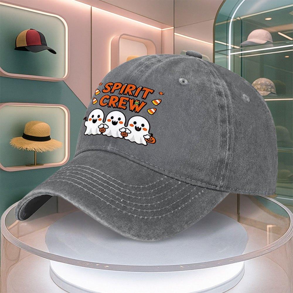 Halloween Ghost Pumpkin Print Baseball Cap For Men Women Curved Brim Dad Hat Adjustable Duck Tongue Hat
