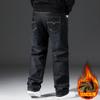 28-48 размер осень и зима новые мужские большие бархатные толстые свободные джинсы с повышенной эластичностью свободные прямые брюки