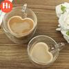 Hi Heat-resistanted Double Wall Coffee Cup Transparent Heart Love Shaped Milk Juice Tea Glass Mug