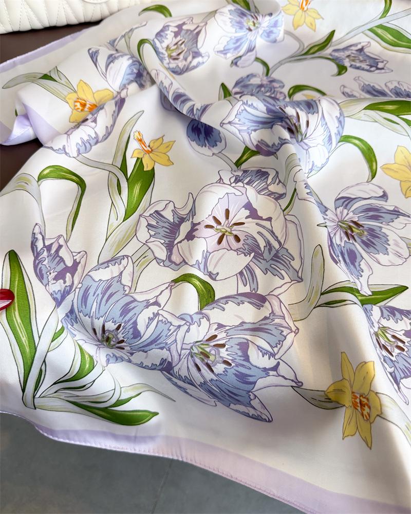 70cm Scarf Soft Satin Women Summer Shawls And Wrap Hijab Scarves Femme Pashmina Echarpe Designer Beach Stole Bandana